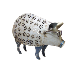 Świnka w Okularach Lampion Figurka metalowa z recyclingu